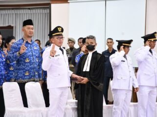 Sebanyak 208 pejabat administrator, pengawas, dan fungsional di lingkungan Pemerintah Kabupaten Nunukan, dilantik dan diambil sumpah jabatan pada Selasa (7/4/2026). Dok.Edy Santri.