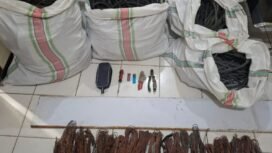 Kabel tembaga yang diamankan sebagai barang bukti kejahatan para pencuri kabel listrik PLN. Dok.Polres Nunukan.