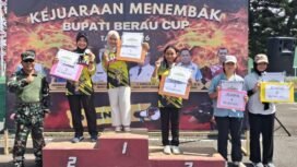Tiga atlet penembak asal Nunukan, Kalimantan Utara, berhasil naik podium dan membawa pulang medali emas, perak dan perunggu dari kejuaraan menembak Piala Bupati Berau, Kaltim 2026. Dok.Hardi Ronggolawe.