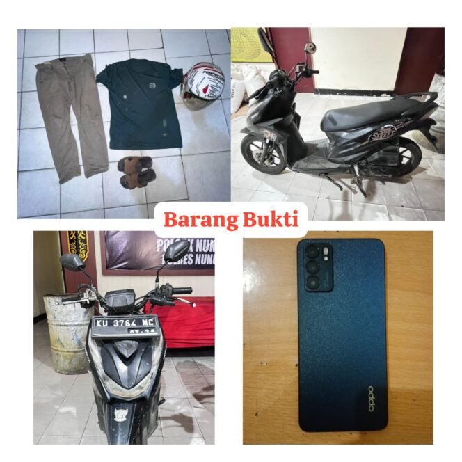
					Sejumlah barang bukti yang diamankan polisi dari AF (52), pencuri Hp anak pemilik warung makan Jatim Indah di Jalan Bhayangkara Nunukan. Dok.Polres Nunukan.