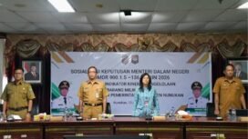 Pj. Sekretaris Daerah Drs. Raden Iwan Kurniawan membuka kegiatan Sosialisasi Keputusan Mendagri terkait Indikator Kinerja Pengelolaan Barang Milik Daerah (BMD), Senin (13/4/2026). Dok.Prokopim.