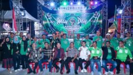 Ketua DPRD Provinsi Kalimantan Utara, H. Achmad Djufrie, bersama Sekretaris Komisi IV, Dr. Syamsuddin Arfah, menghadiri dialog interaktif pada May Day Kahutindo Expo 2026 Kota Tarakan, di Area Lahan Bandara Juwata Tarakan, Kamis (30/04/2026) malam.  Dok.DPRD Kaltara.