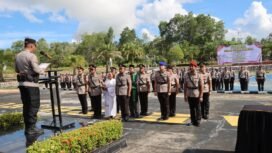Sejumlah perwira utama Polres Nunukan mengikuti Sertijab di Lapangan Mako Polres Nunukan, Kamis (21/5/2026). Dok.Polres Nunukan.