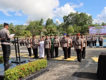 Sejumlah perwira utama Polres Nunukan mengikuti Sertijab di Lapangan Mako Polres Nunukan, Kamis (21/5/2026). Dok.Polres Nunukan.
