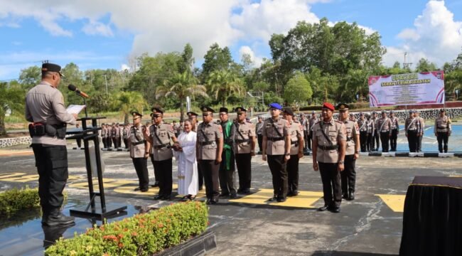 Sejumlah perwira utama Polres Nunukan mengikuti Sertijab di Lapangan Mako Polres Nunukan, Kamis (21/5/2026). Dok.Polres Nunukan.