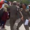 Tangkapan layar petugas Satpol PP Nunukan cekcok dengan pedagang di Alun Alun, Minggu (17/5/2026).