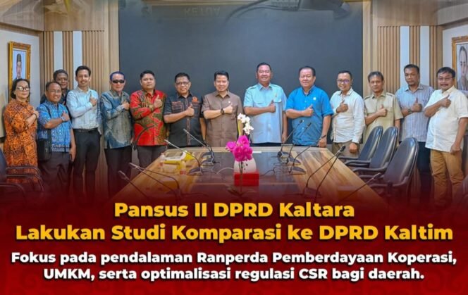 
					Panitia Khusus (Pansus) II DPRD Provinsi Kalimantan Utara (Kaltara) melakukan kunjungan ke Kantor DPRD Provinsi Kalimantan Timur, Senin (27/04/2026). Dok.DPRD Kaltara.