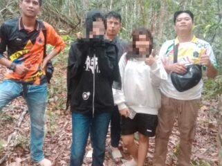 Tim Rescue menyelamatkan dua gadis remaja yang tersesat di kawasan hutan wisata Desa Binusan, Minggu (10/5/2026). Dok.BPBD Nunukan.
