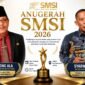 Wakil Gubernur Kaltara, Ingkong Ala dan Bupati Bulungan, Syarwani, menerima penghargaan dari Serikat Media Siber Indonesia (SMSI), Kamis (18/6/2026). Dok.SMSI.