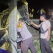 Sebuah truk perusahaan kelapa sawit di Sembakung Atulai mengalami laka lantas di tikungan Jembatan Mambulu dan menewaskan dua orang. Dok.Polres Nunukan.