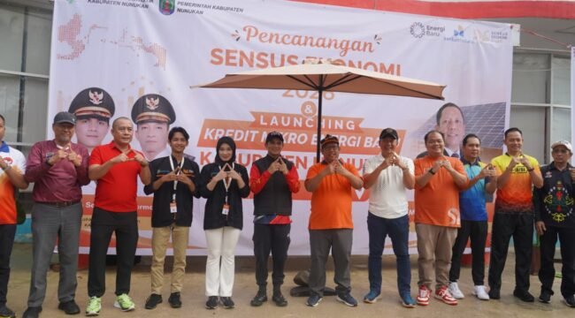Bupati Nunukan bersama Kepala BPS Provinsi Kalimantan Utara Dr. Mustaqim, saat launching pencanangan sensus ekonomi 2026 dan peluncuran Program Kredit Mikro UMKM, di Gedung UMKM Center, Tanah Merah, Nunukan. Dok.BPS Nunukan.