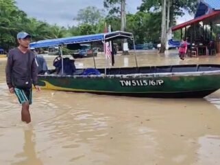 Banjir di areal patok batas negara di Aji Kuning, Pulau Sebatik. Dok.Aris nur.