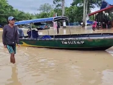 Banjir di areal patok batas negara di Aji Kuning, Pulau Sebatik. Dok.Aris nur.