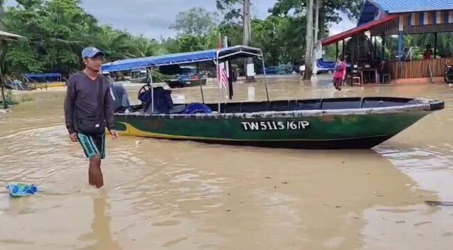 Banjir di areal patok batas negara di Aji Kuning, Pulau Sebatik. Dok.Aris nur.