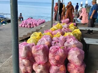 Puluhan plastik buah durian yang akan dikirim ke Tawau Malaysia melalui Pulau Sebatik. Dok.Asdar.