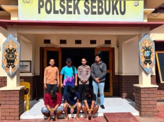 Dua pencuri dan seorang penadah ban truk curian diamankan Polsek Sebuku. Dok.Polres Nunukan.