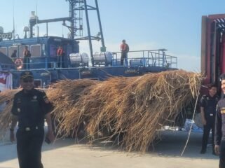 Bea Cukai memamerkan rotan memtah seberat 99,5 ton dengan nilai ekonomi sekitar Rp 4,2 juta yang akan diekspor ilegal ke Malaysia. Penyidik menetapkan nakhoda dan juru mudi sebagai tersangka. 