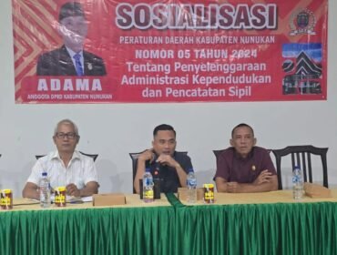 Anggota DPRD Nunukan, Kalimantan Utara, Adama, menggelar Sosialisasi Peraturan Daerah (Sosperda) Nomor 5 Tahun 2024 tentang Penyelenggaran Administrasi Kependudukan dan Pencatatan sipil di ballroom hotel Fortune Nunukan, Rabu (05/08/2026). Dok.DPRD Nunukan.