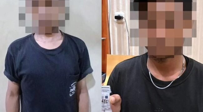 Dua pemain sabu sabu D  dan S, warga Sebatik yang diamankan polisi pada penggerebekan di Jalan Ahmad Yani, Dusun Sejahtera, Desa Sei Nyamuk, Sebatik Timur, Dok.Polres Nunukan.