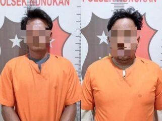 AD (27) dan SD (44), warga Jalan Pesantren Hidayatullah, RT 006, Kelurahan Selisun, Nunukan Selatan yang diamankan polisi karena mencuri rumput laut majikannya. Dok.Polsek Nunukan.