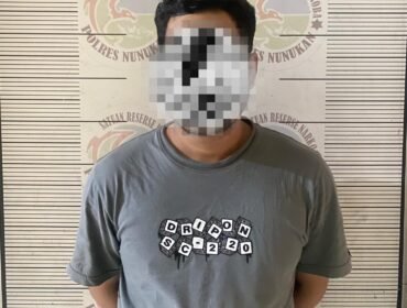 MJ (32) warga Jalan Pangeran Suryanata, RT 006 Kelurahan Selisun, Nunukan Selatan ini, tertangkap tangan menguasai dan mengedarkan narkoba jenis sabu sabu. Dok.Polres Nunukan.