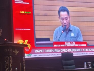 Jubir KKN, Donal saat rapat paripurna penyampaian pandangan fraksi DPRD atas Raperda APBDP 2026, Kamis (17/9/2026).