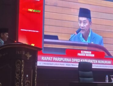 Jubir Fraksi Nasdem DPRD Nunukan, Firman Haji Latif membacakan pandangan umum di Rapat Paripurna, Kamis (17/9/2026).