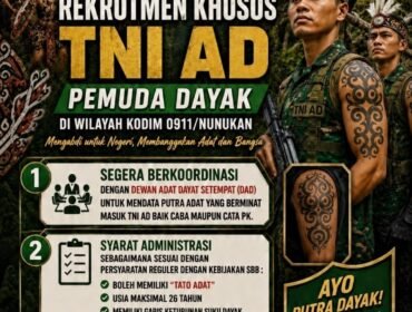 Kodim 0911/Nunukan mengumumkan perekrutan khusus Pemuda Dayak sebagai Caba maupun Cata TNI AD. Dok.Kodim 0911/Nunukan.