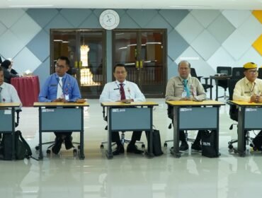 Lima Calon Sekda Nunukan, (dari kanan), Sura'i, Muhammad Amin, Ferdy Manurun Tanduklangi, Juni Mardiansyah dan Sabri, mengikuti asessmen kompetensi manajerial sosial kultural di LAN Makassar. Dok.Diskominfotik Nunukan.