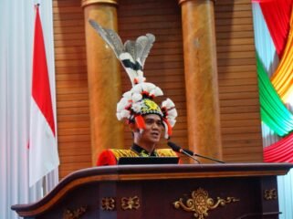 Bupati Nunukan, Irwan Sabri saat pidato HUT Nunukan 27 di Rapat Paripurna Khusus, Senin (12/10/2026). Dok.Tirta.
