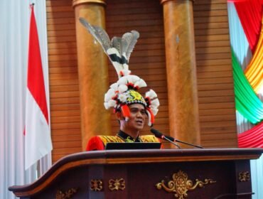Bupati Nunukan, Irwan Sabri saat pidato HUT Nunukan 27 di Rapat Paripurna Khusus, Senin (12/10/2026). Dok.Tirta.
