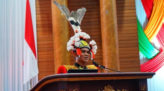 Bupati Nunukan, Irwan Sabri saat pidato HUT Nunukan 27 di Rapat Paripurna Khusus, Senin (12/10/2026). Dok.Tirta.