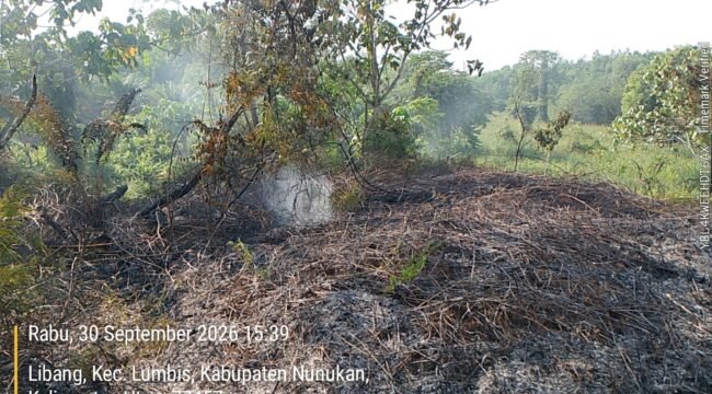 Kebakaran yang membakar 3 hektar lahan di Desa Tulang, Sembakung Atulai, berhasil dijinakkan BPBD dan Damkar. Dok.BPBD Nunukan.