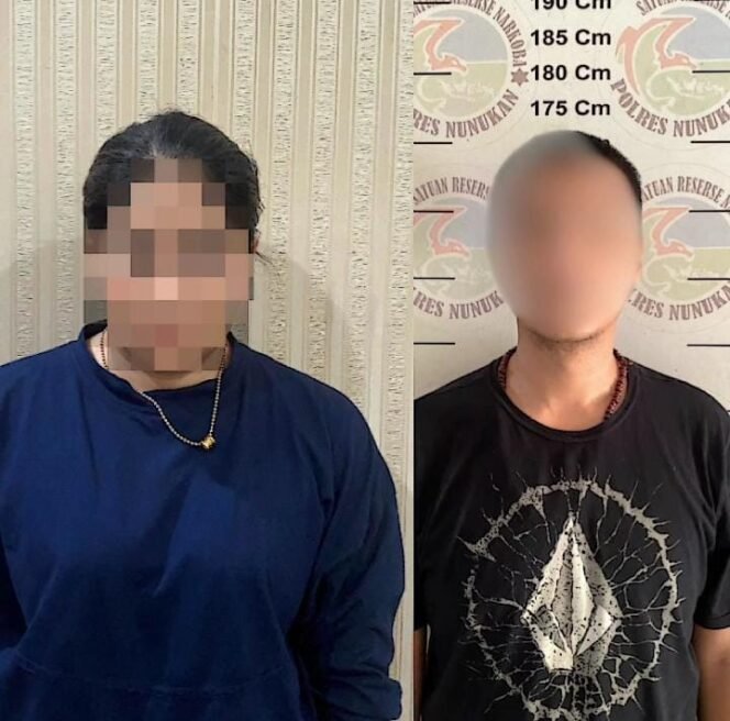 
					Dua pengedar narkoba yang diamankan Tim Gabungan Polda Kaltara dan Polres Nunukan. Dok. Polres Nunukan.