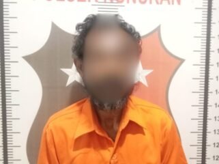 LYB (43), eks TKI deportasi Malaysia yang diamankan polisi lantaran menebas tangan temannya hingga putus. Dok.Polres Nunukan.