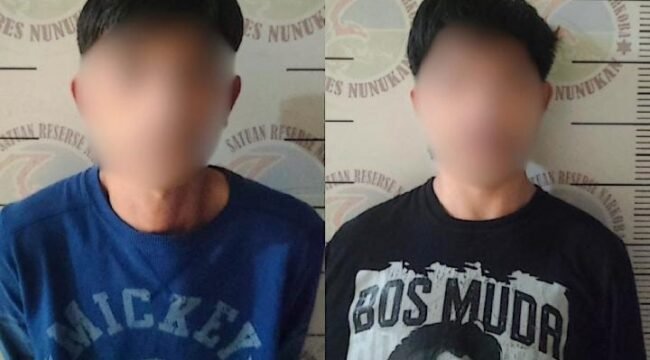 IZ dan RF, dua pengedar liquid narkoba yang diamankan Polisi dalam penggerebekan Jumat (9/10/2026) dini hari. Dok.Polres Nunukan.